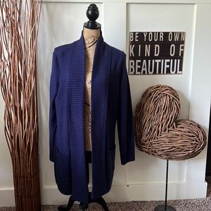 Apt. 9 Navy Cardigan Sweater With Lapels and Pockets